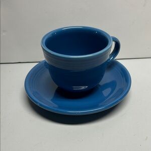 Fiesta Homer Laughlin blue cup and saucer